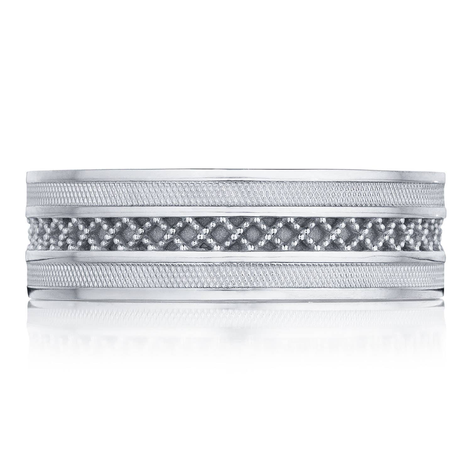 Geometric | Criss-cross Milgrain Detail Wedding Band 122-7W