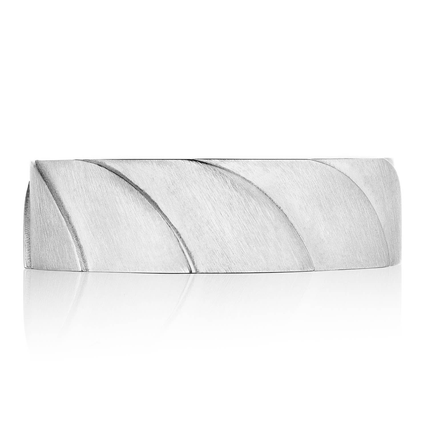 Geometric | Geometric Crescent in Satin Finish Wedding Band 146-7S