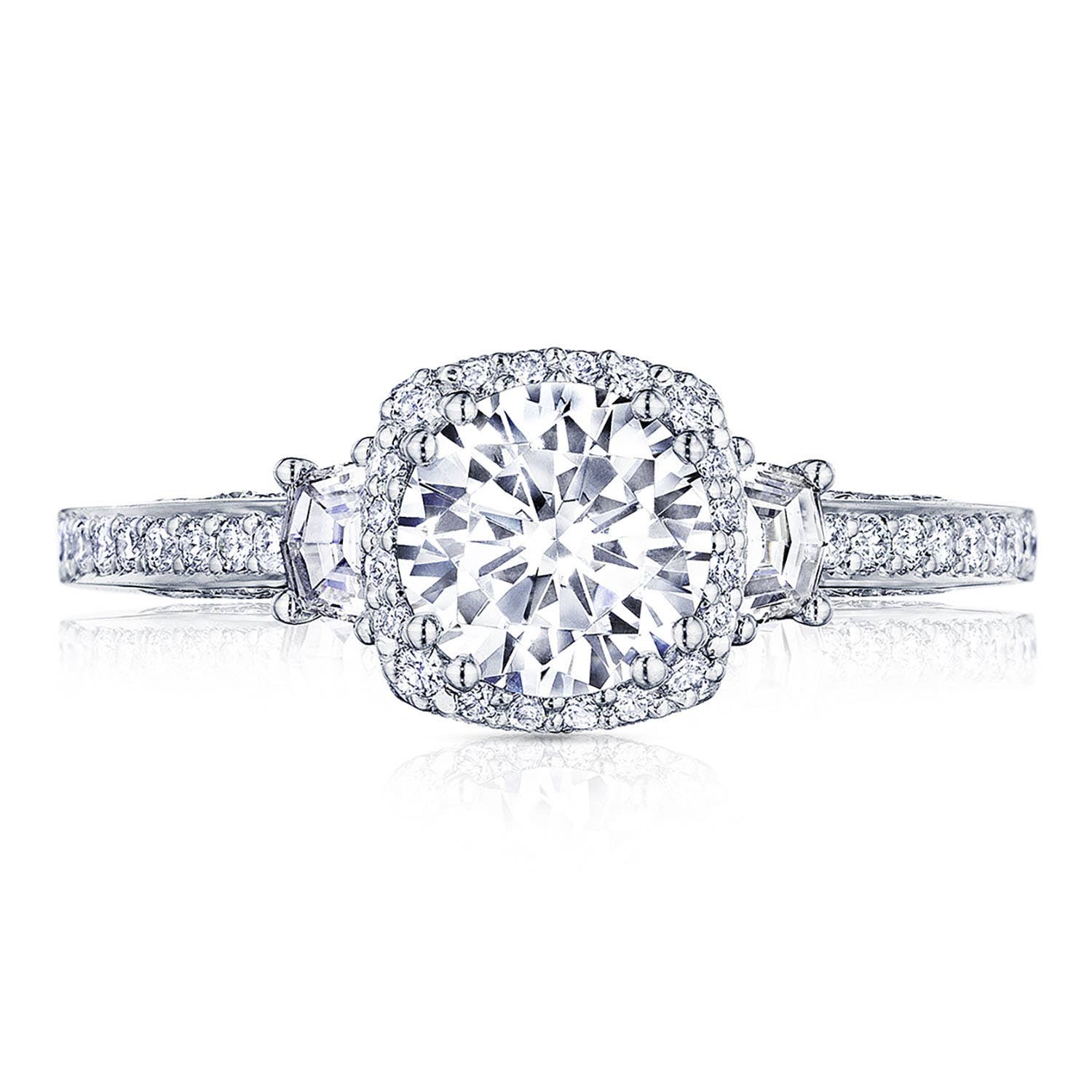 Dantela | Round with Cushion 3-Stone Engagement Ring 2662CU65