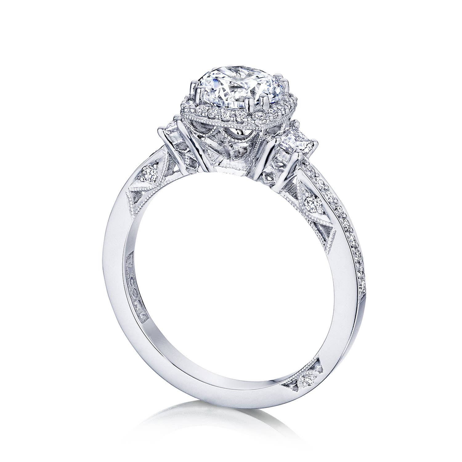 Dantela | Round with Cushion 3-Stone Engagement Ring 2662CU65