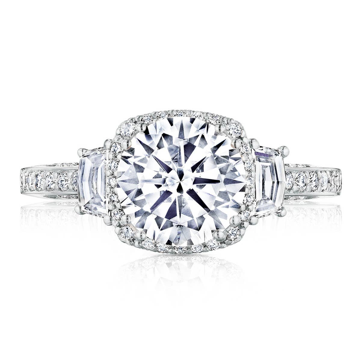 Dantela | Round with Cushion 3-Stone Engagement Ring 2663CU8