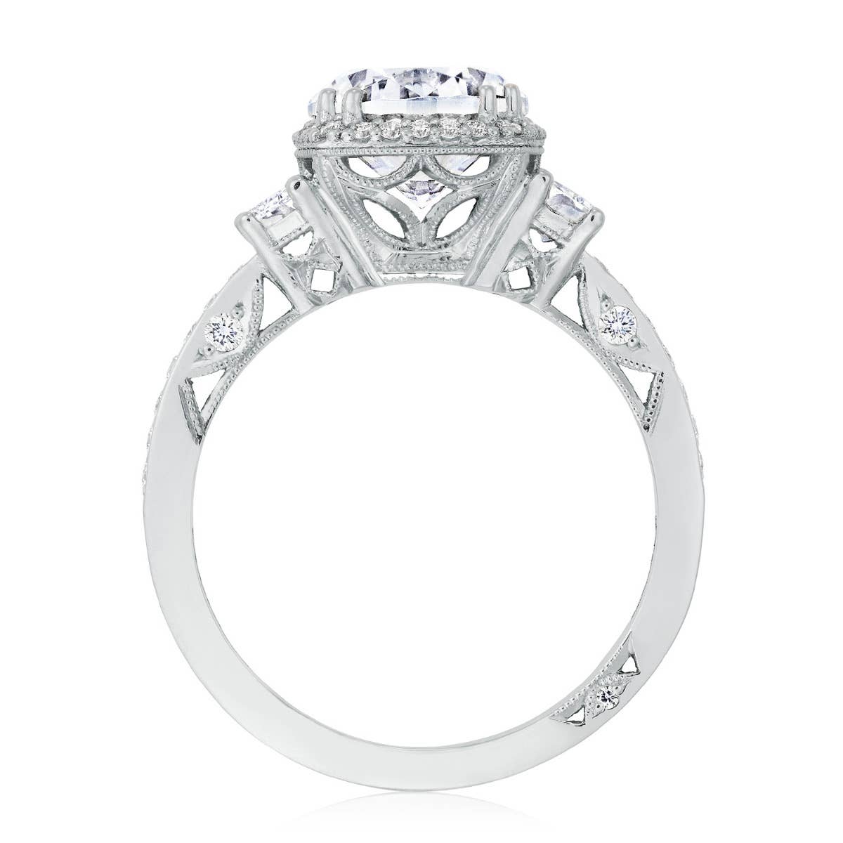 Dantela | Round with Cushion 3-Stone Engagement Ring 2663CU8