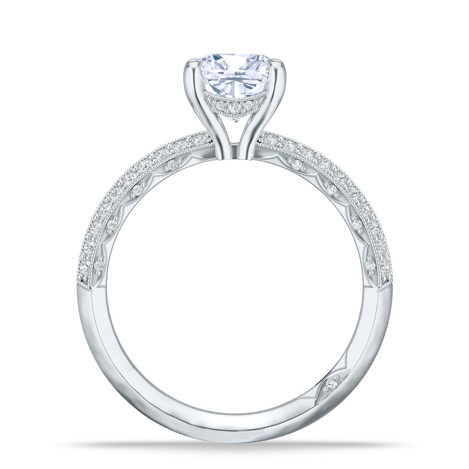 Sculpted Crescent | Cushion Solitaire Engagement Ring 2686cu65