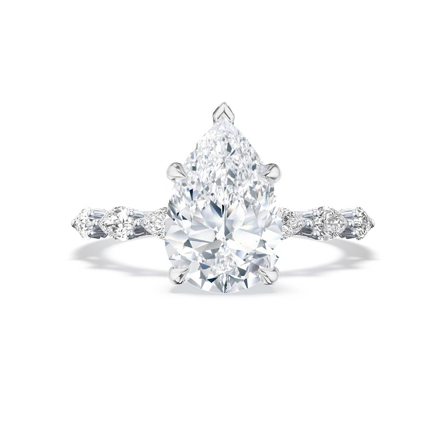 Sculpted Crescent | Pear Solitaire Engagement Ring 2687ps10x7