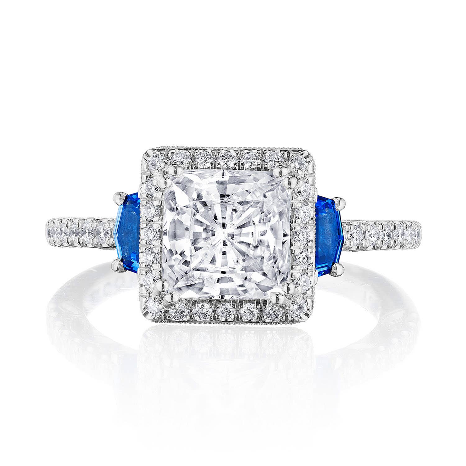 Dantela | Princess 3-Stone Engagement Ring with Blue Sapphire 269217PR7BS