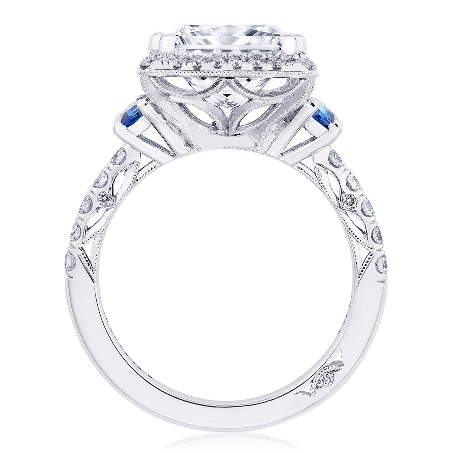 Dantela | Princess 3-Stone Engagement Ring with Blue Sapphire 269322PR9BS