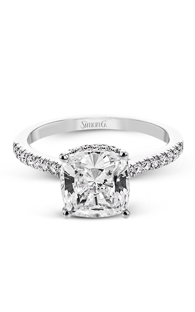Cushion-Cut Hidden Halo Engagement Ring In 18k Gold With Diamonds LR3031
