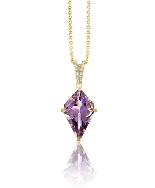 Amethyst Kite Shaped Pendant with Diamonds 332-JSA