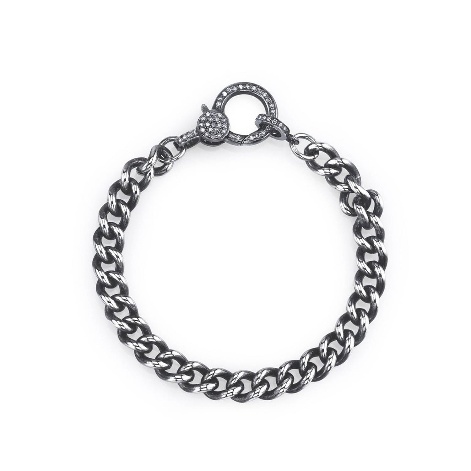 Curb Chain Bracelet with Diamond Clasp  B0000232 - TBird