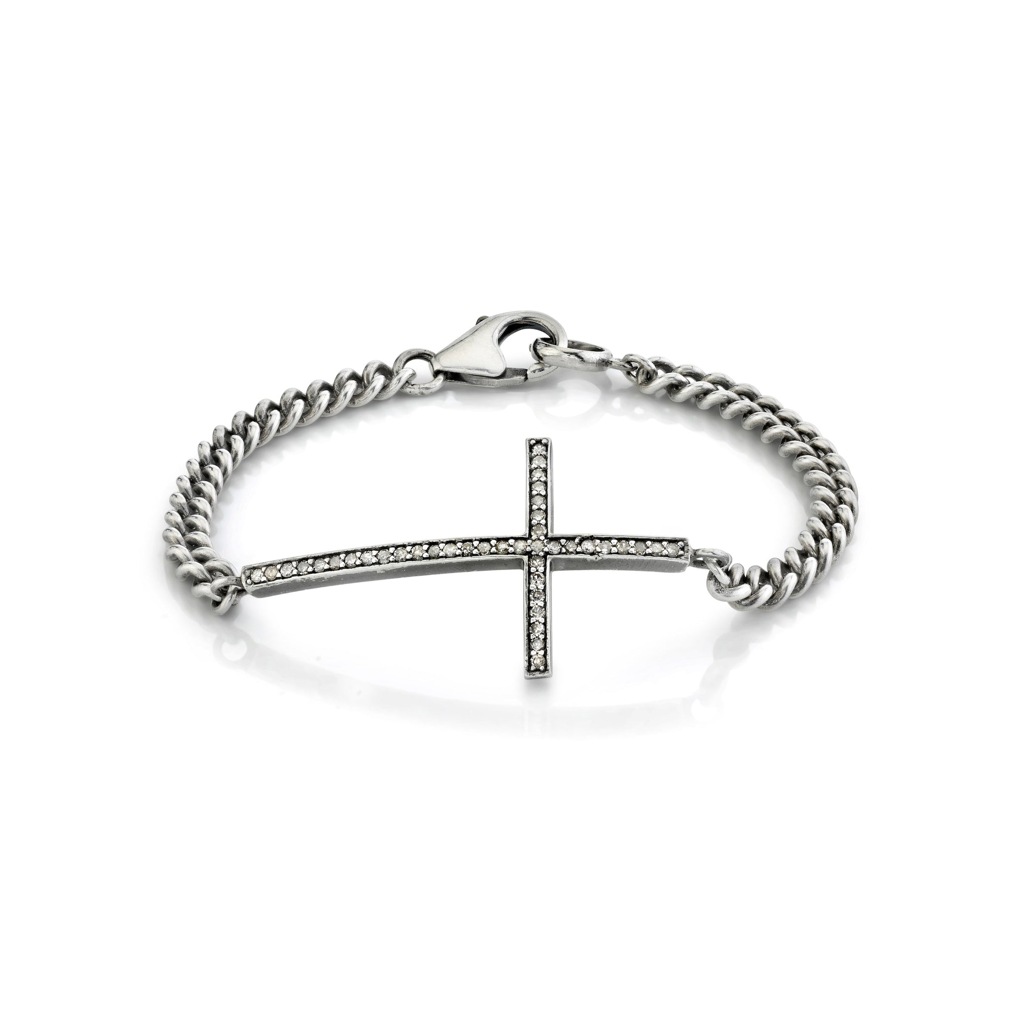 Diamond Cross on Curb Chain Bracelet  B0000286 - TBird