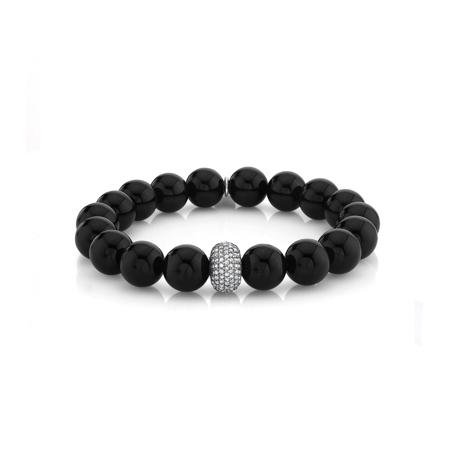 Black Onyx Bracelet With Diamond Donut - 10mm  B0000401 - TBird