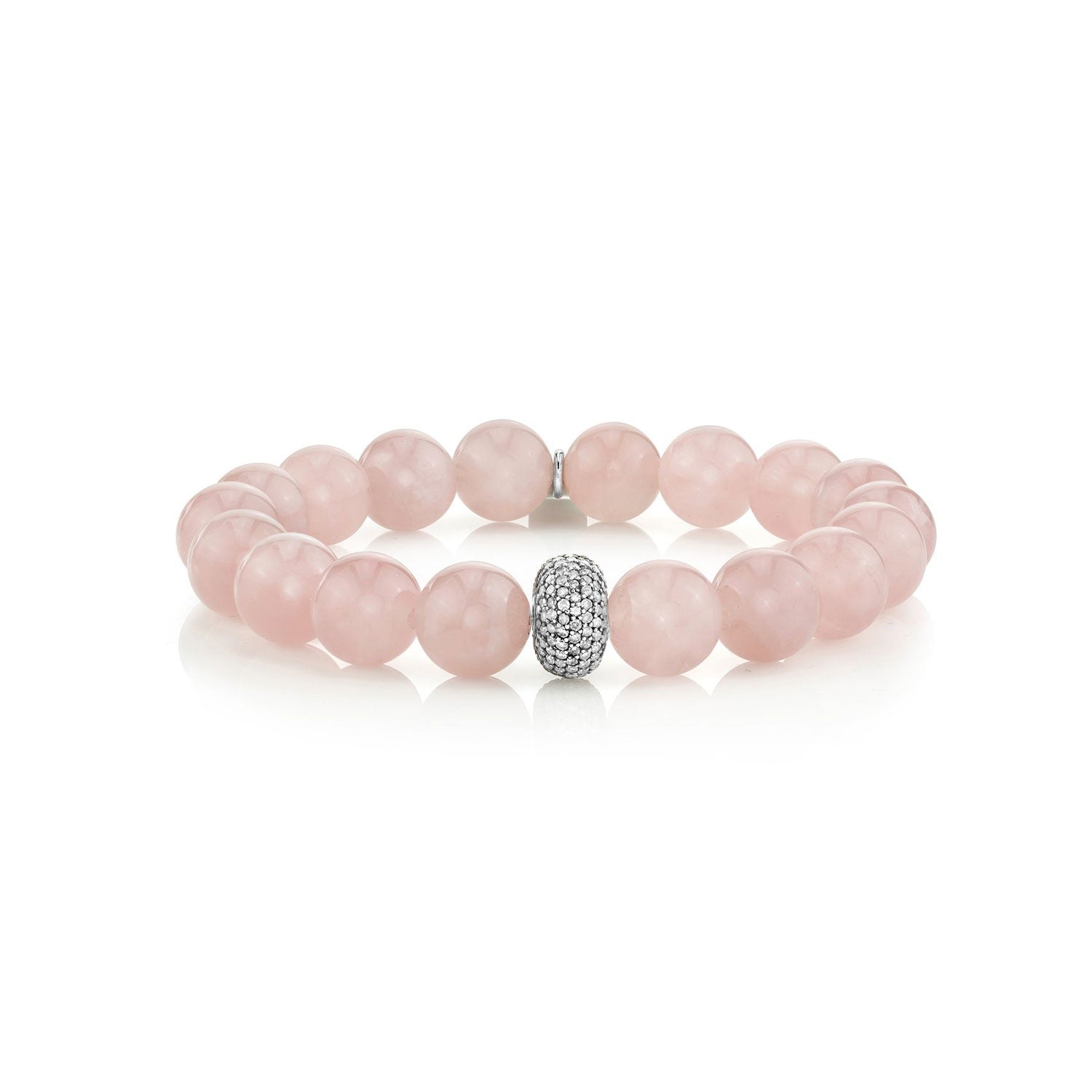 Rose Quartz Bracelet With Pavé Diamond Donut  B0001787 - TBird