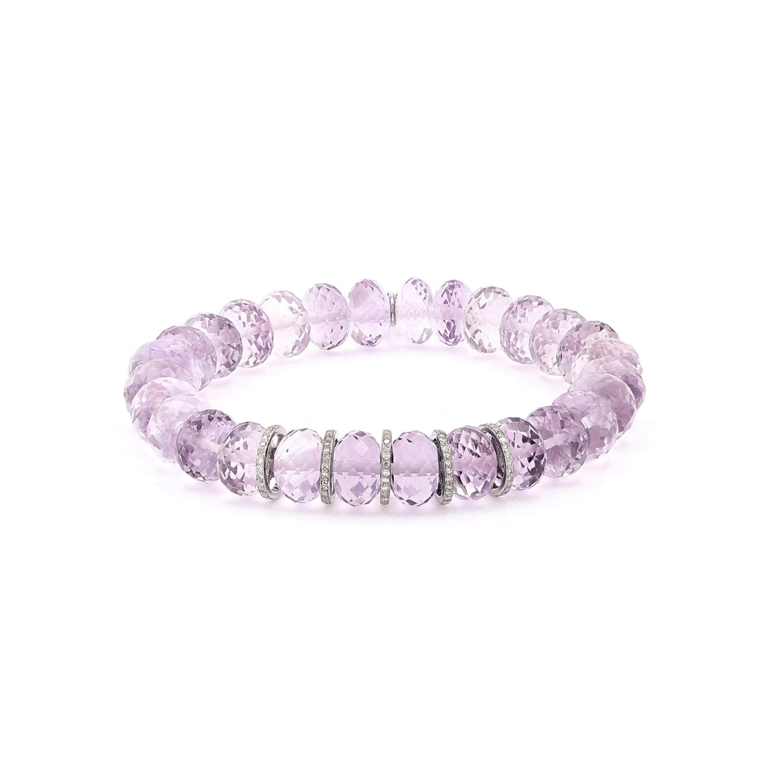 Lavender Amethyst Bracelet with Diamond Rondelles B0003131 - TBird