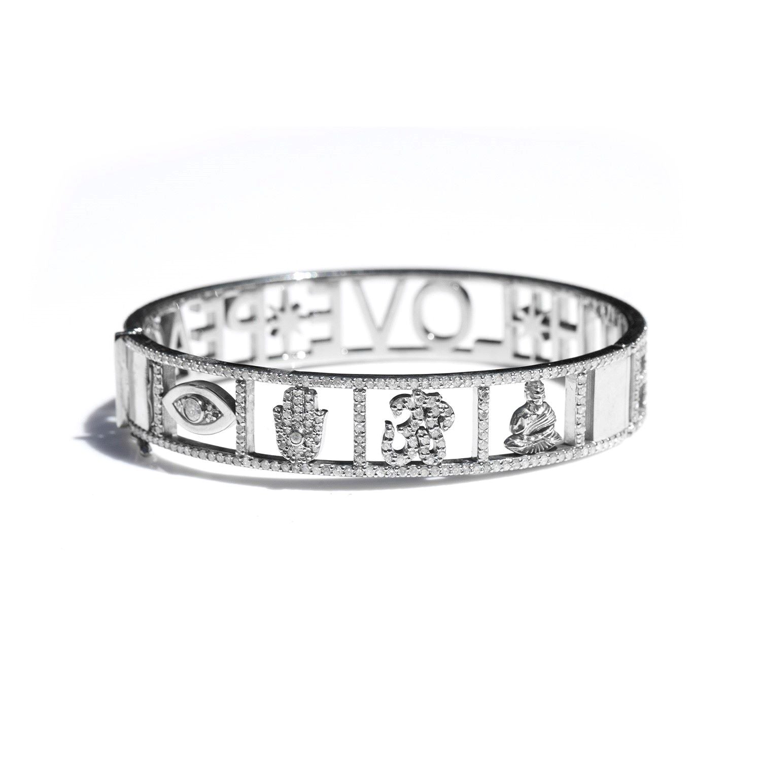 Faith Love Peace Icon Pave Hinge Bracelet  B0003377 - TBird