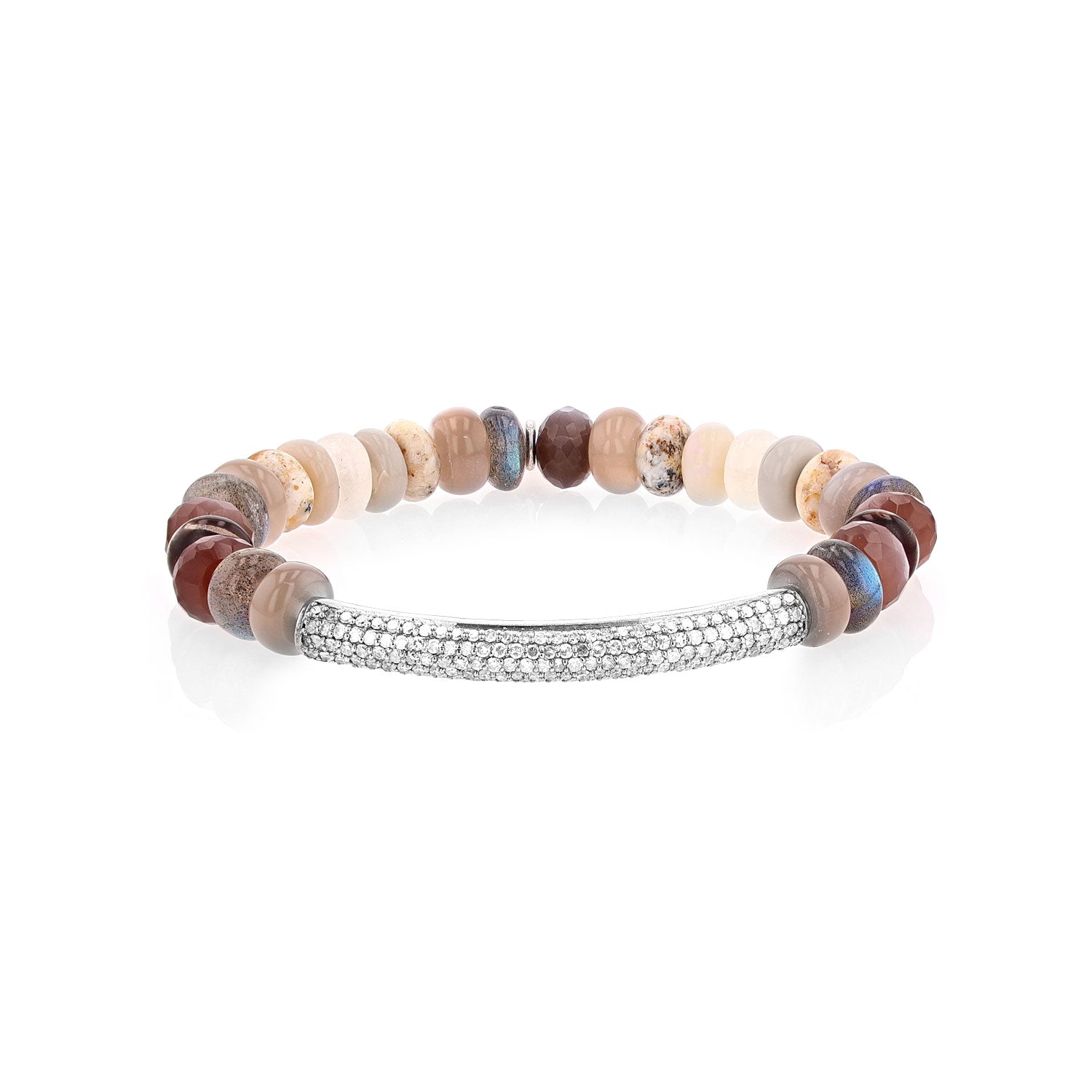 Neutral Gradient Bead Bracelet with Diamond Bar : B0003383 - TBird