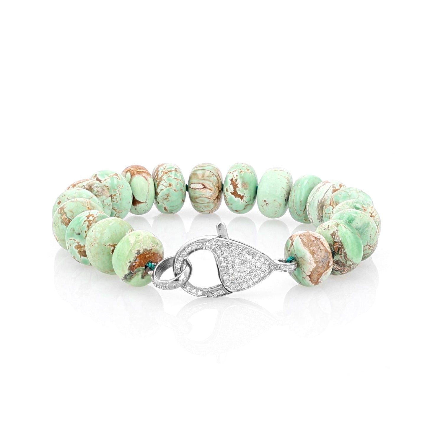 Green Variscite Knotted Bracelet - 12mm : B0003401 - TBird