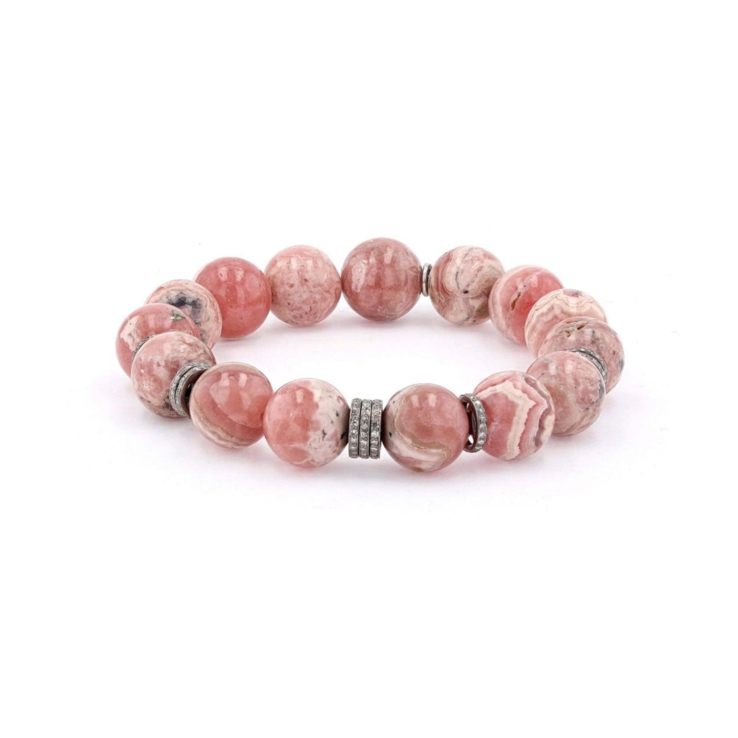 Organic Rhodochrosite Bracelet with Diamond Rondelles - 12mm  B0003420 - TBird