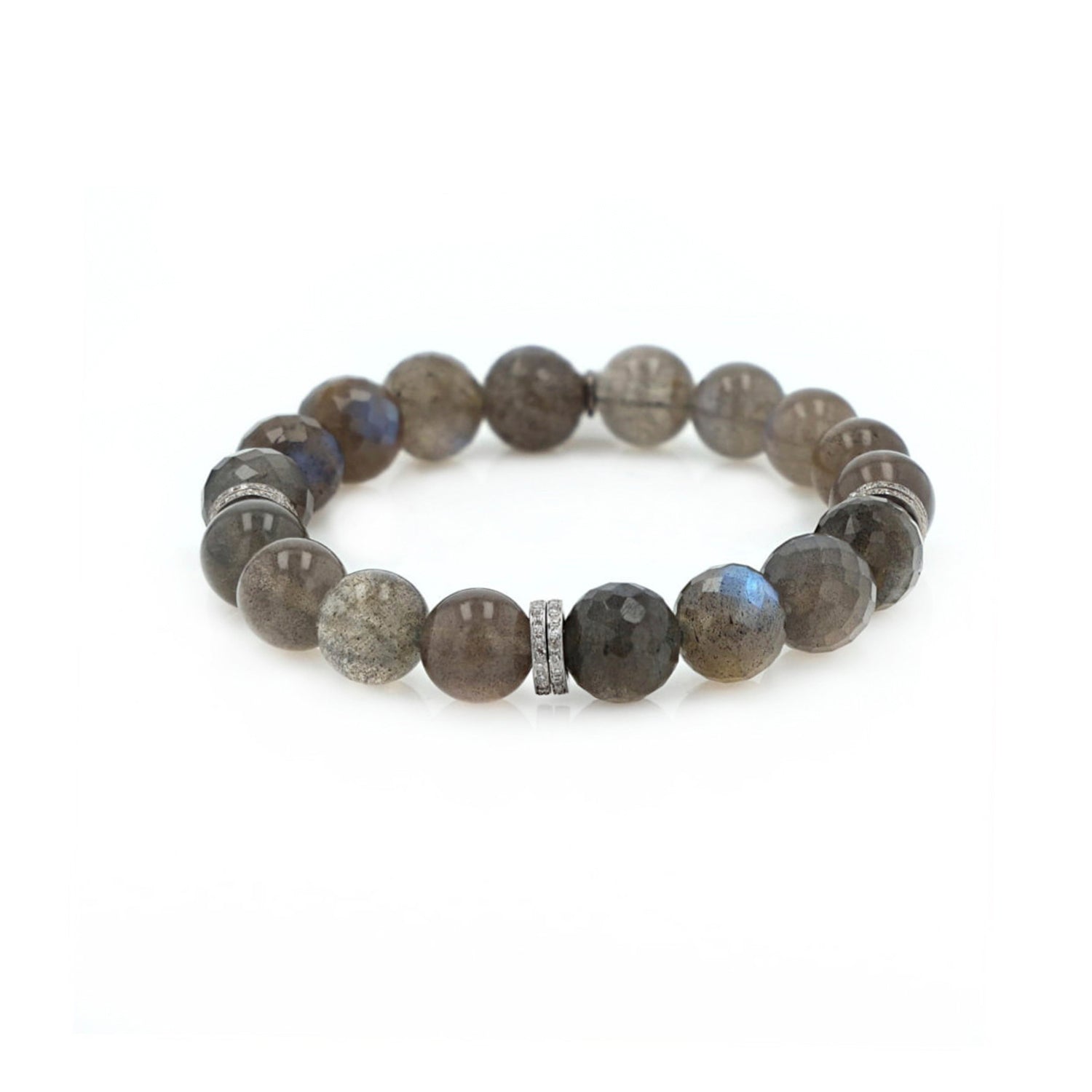 Labradorite Mixed Bead Bracelet with 6 Diamond Rondelles - 10mm  B0003575 - TBird