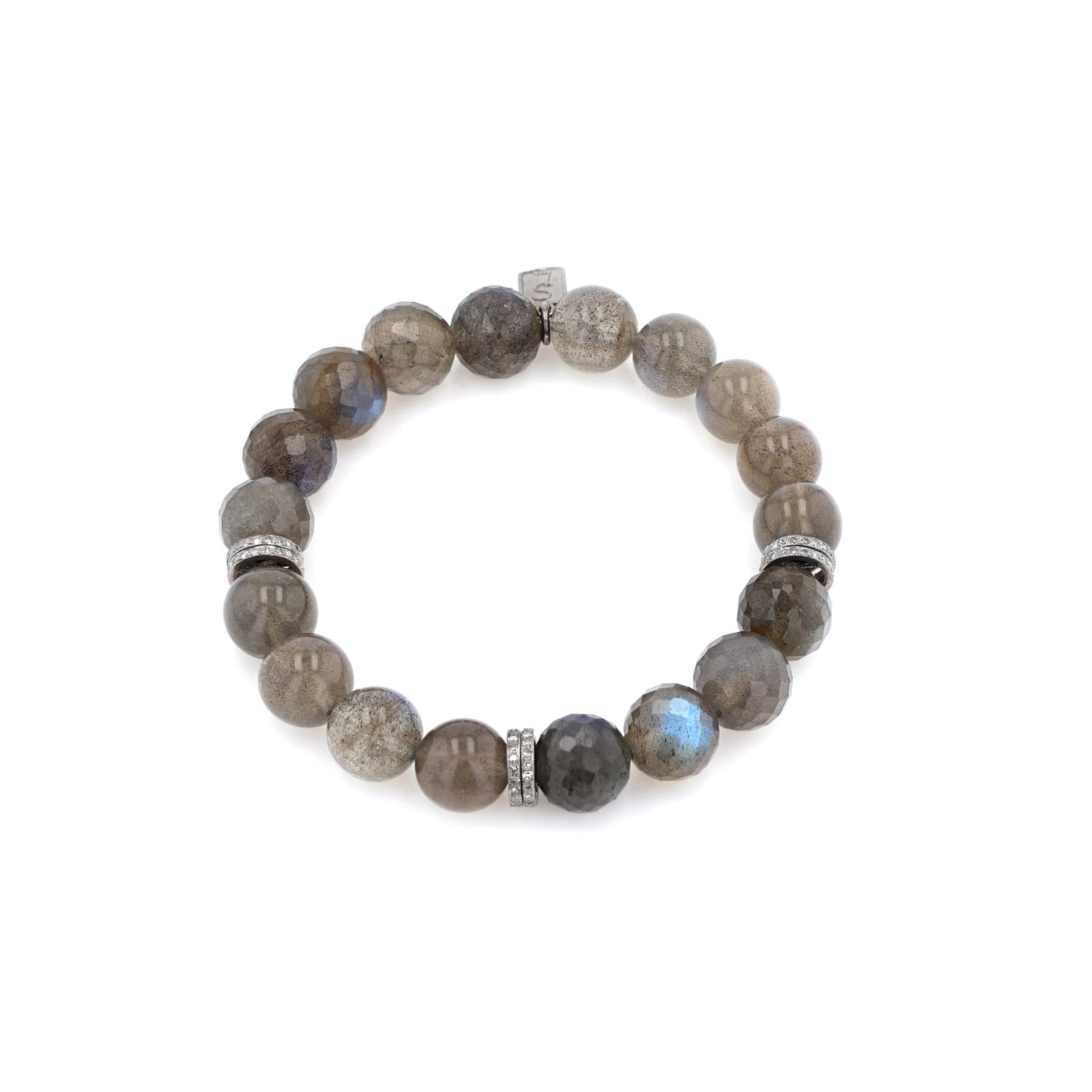 Labradorite Mixed Bead Bracelet with 6 Diamond Rondelles - 10mm  B0003575 - TBird