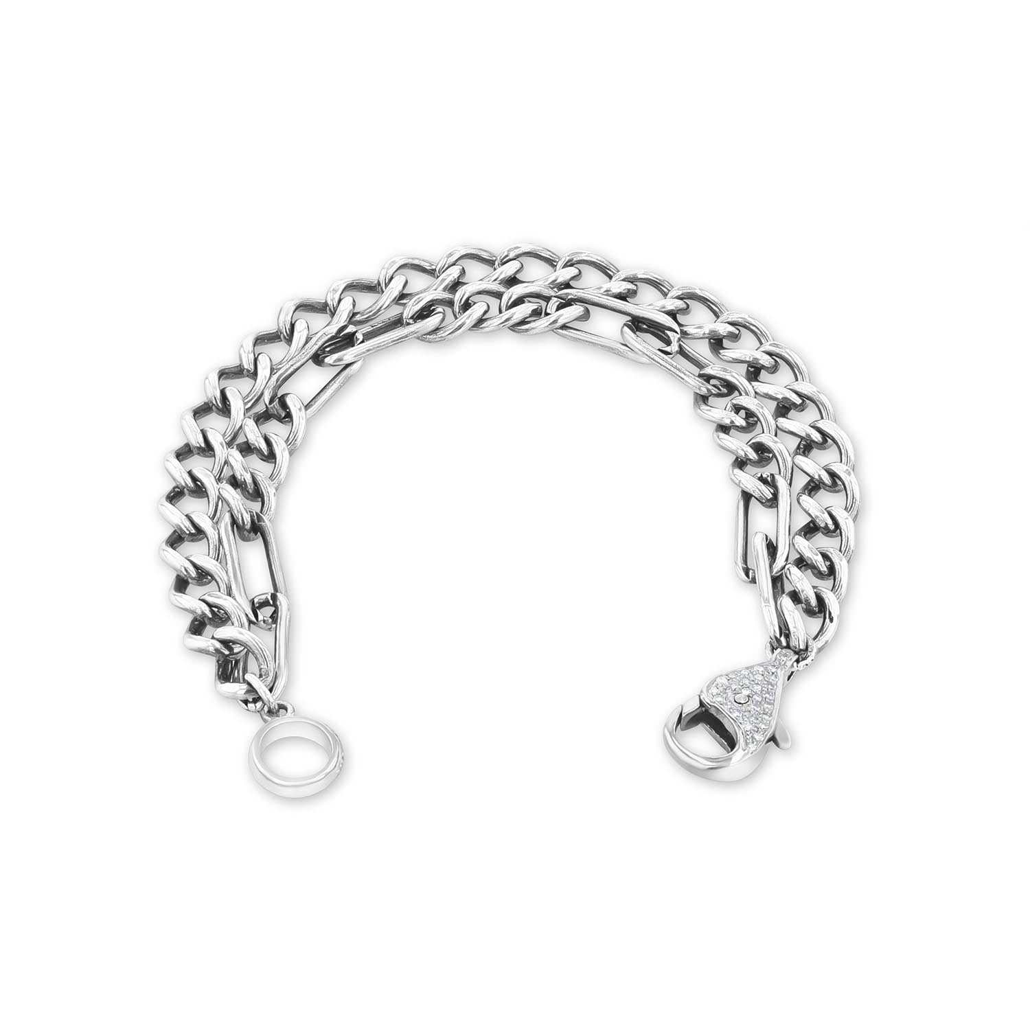 Mixed Chain Paper Clip Flat Curb Chain Bracelet - 10mm  B0003720 - TBird