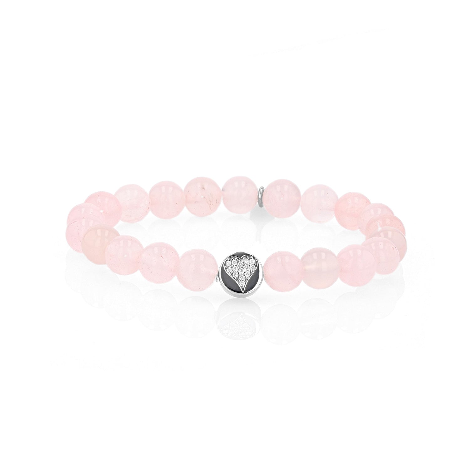 Cuties Icon Bracelet - Rose Quartz with Pave Heart Bead  B0003754 - TBird