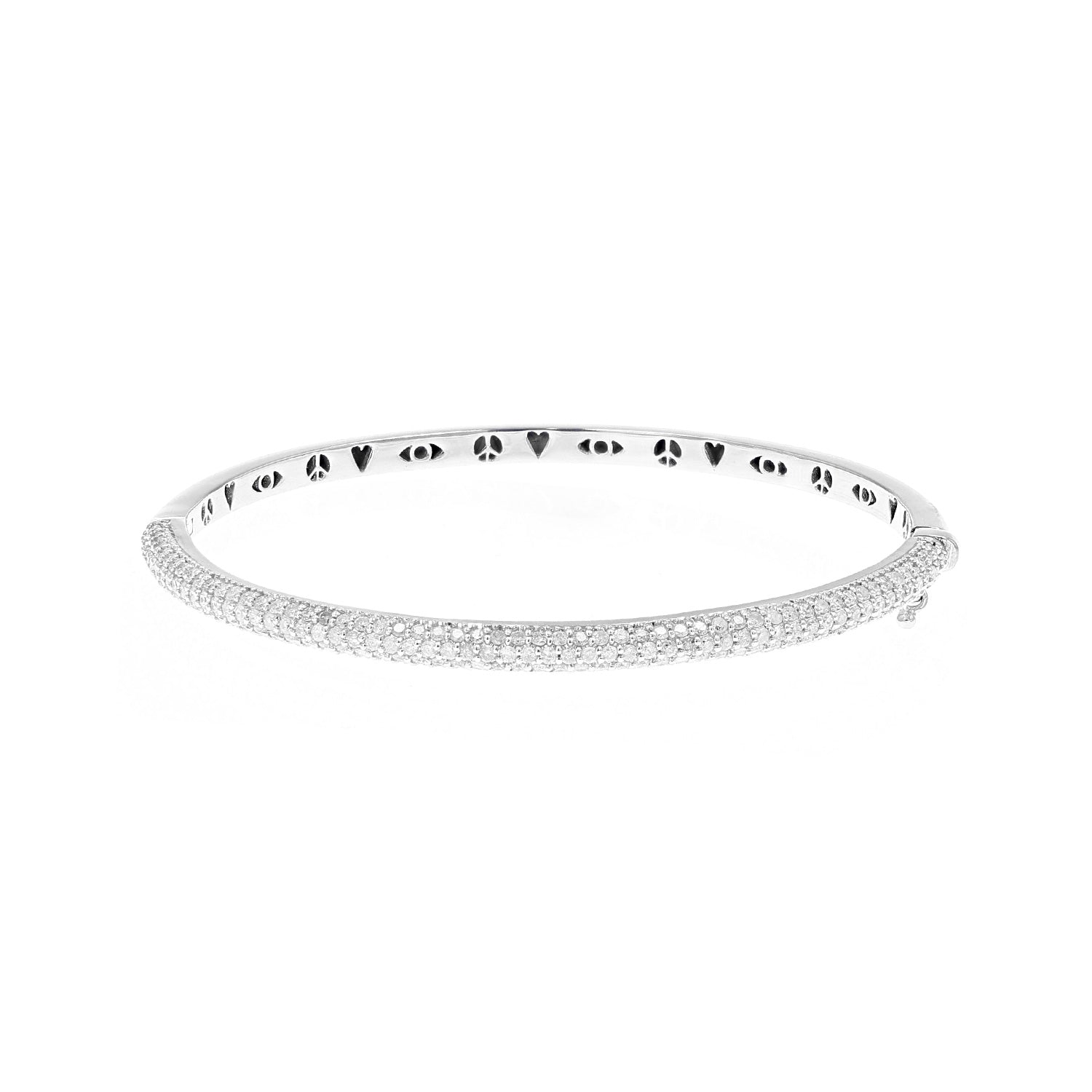 Skinny Silver Hinged Bangle with Icon Gallery B0003759 - TBird