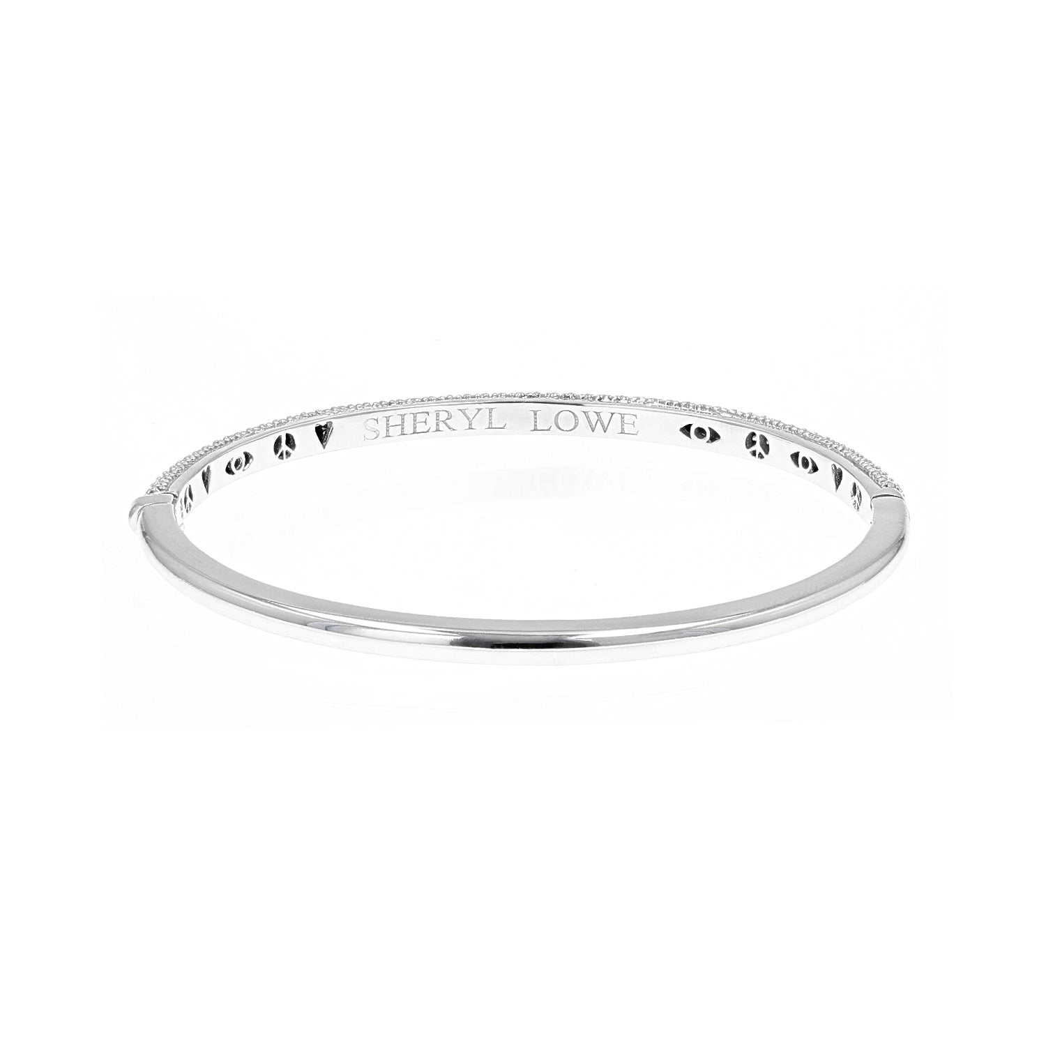 Skinny Silver Hinged Bangle with Icon Gallery B0003759 - TBird