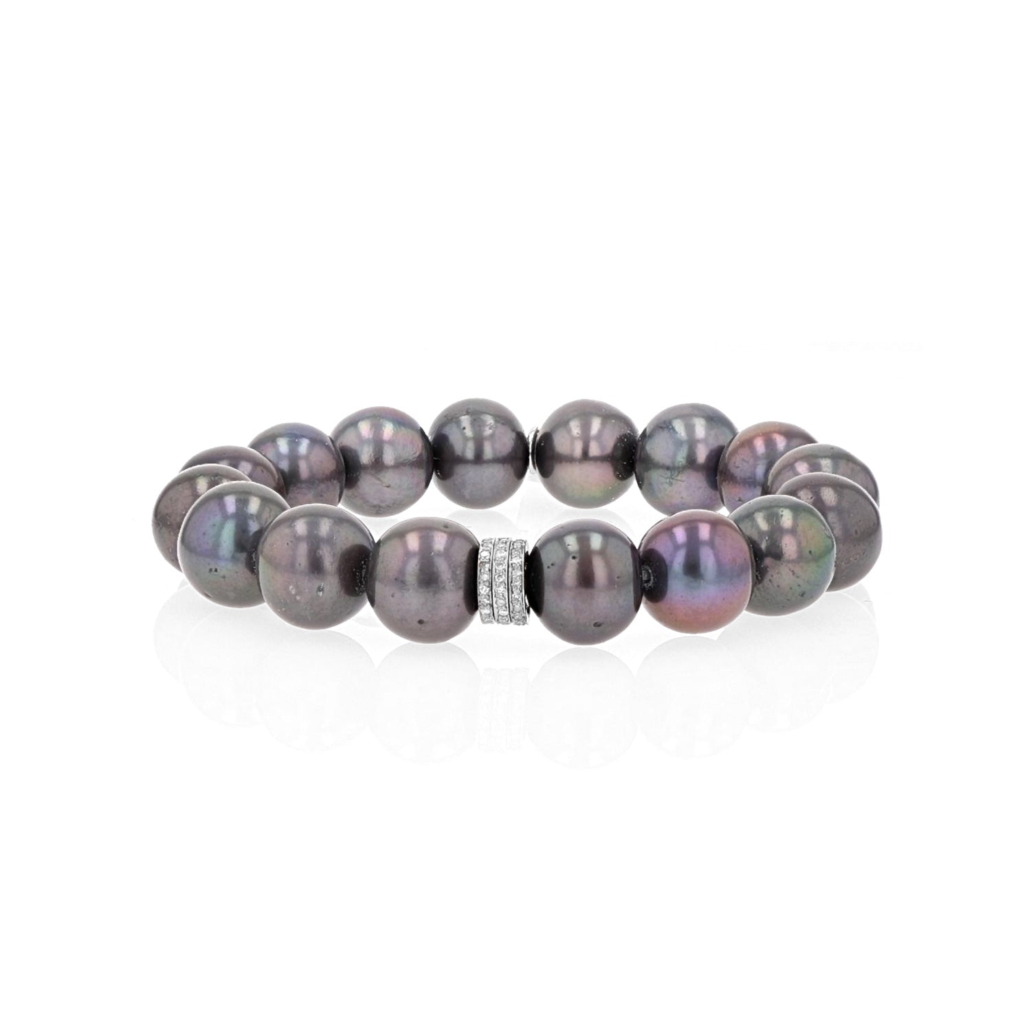 Tahitian Pearl Bracelet with Diamond Rondelles - 12mm  B0003879 - TBird