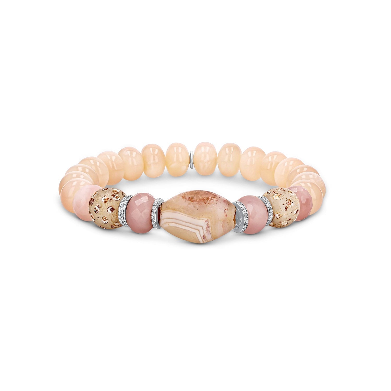 Peach Mix Bracelet with Diamond Rondelles - 10mm  B0003959 - TBird