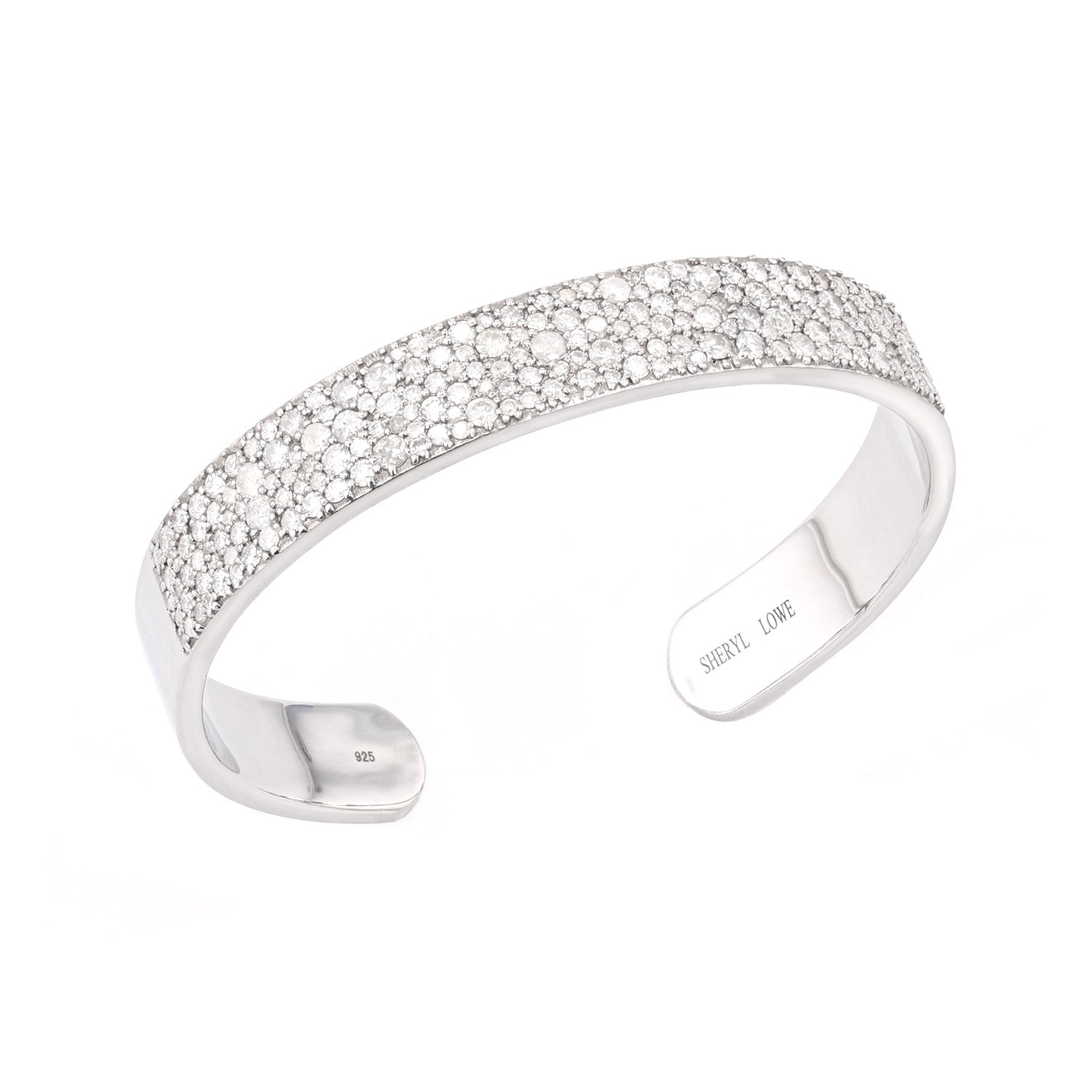 Diamond Cobblestone Silver Cuff Bracelet  B03508BG - TBird