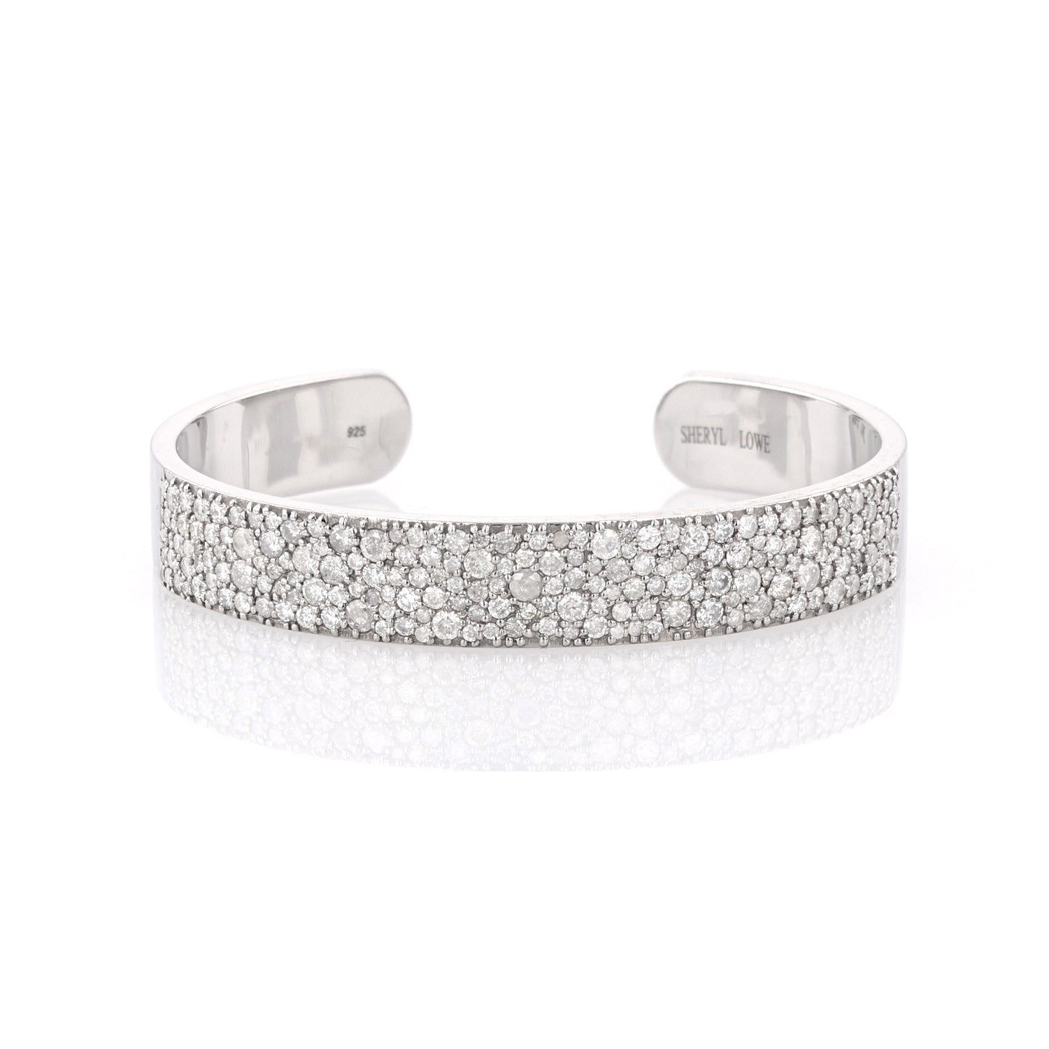 Diamond Cobblestone Silver Cuff Bracelet  B03508BG - TBird