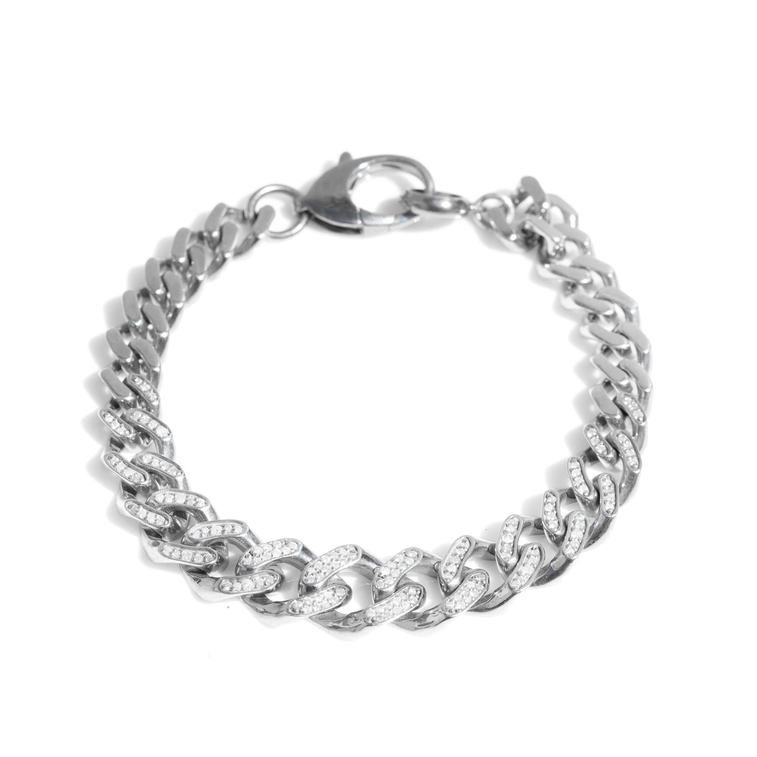 Pave Diamond Graduating Curb Chain Bracelet : B03509BG - TBird