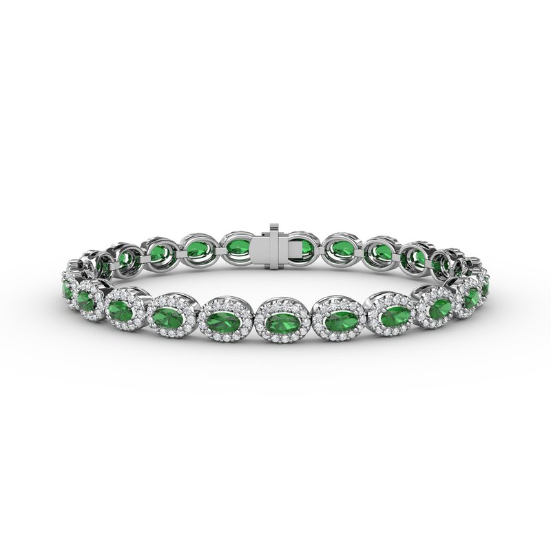 Striking Oval Emerald and Diamond Bracelet B1161E - TBird