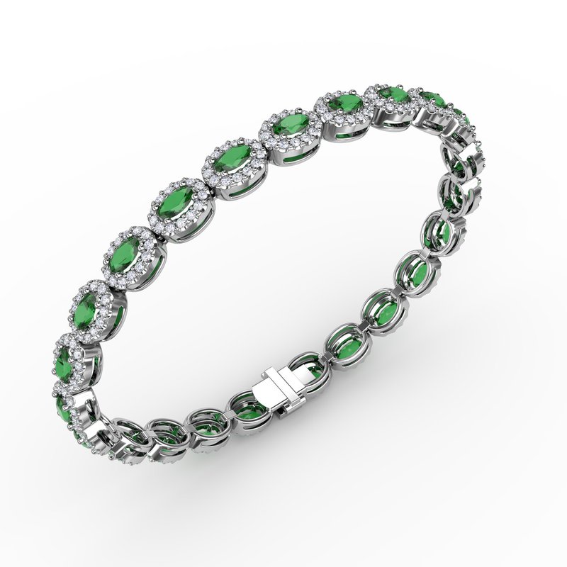 Striking Oval Emerald and Diamond Bracelet B1161E - TBird