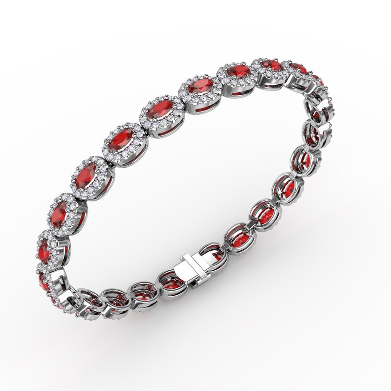 Striking Oval Ruby and Diamond Bracelet B1161R - TBird