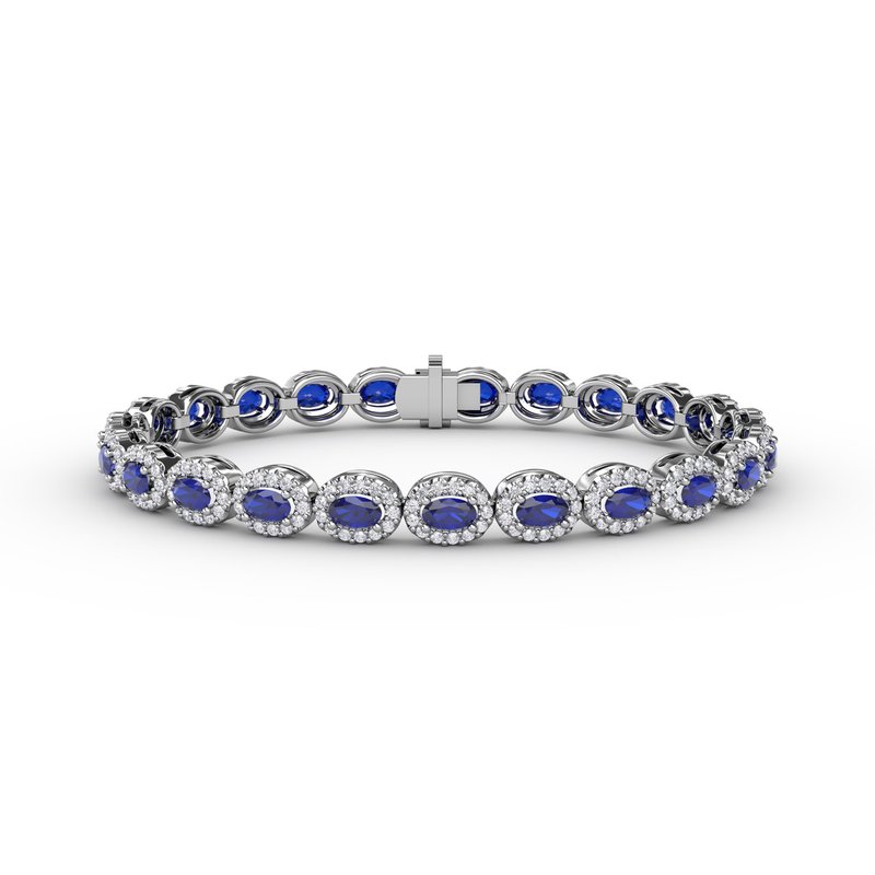 Striking Oval Sapphire and Diamond Bracelet B1161S - TBird