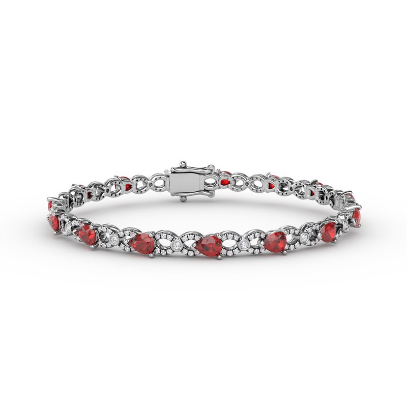 Ruby and Diamond Pear Shape Bracelet B1440R - TBird