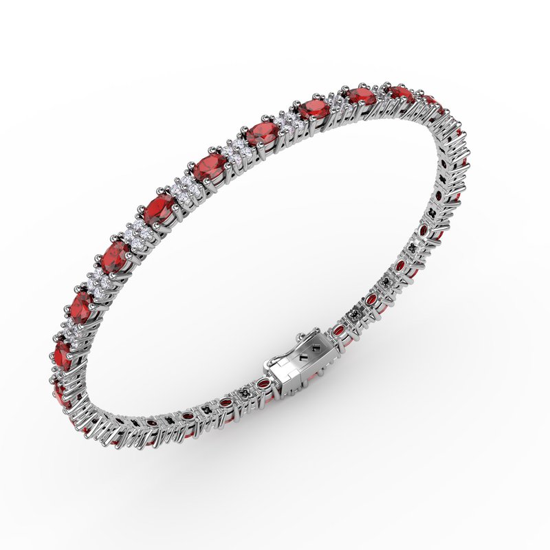 Alternating Ruby and Diamond Bracelet B1489R - TBird