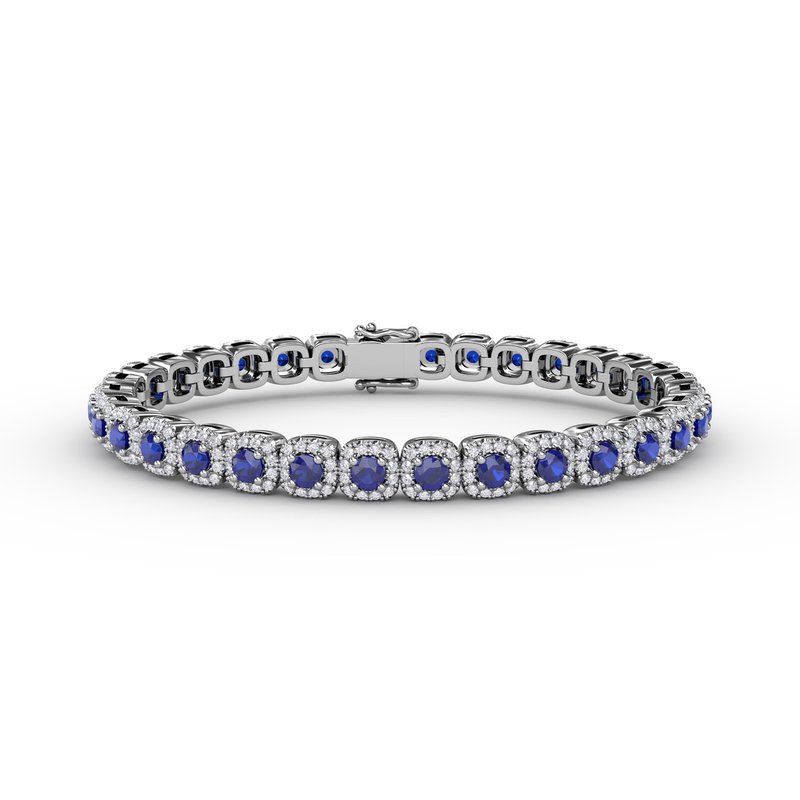 Cushion Cut Sapphire and Diamond Bracelet B1490S - TBird