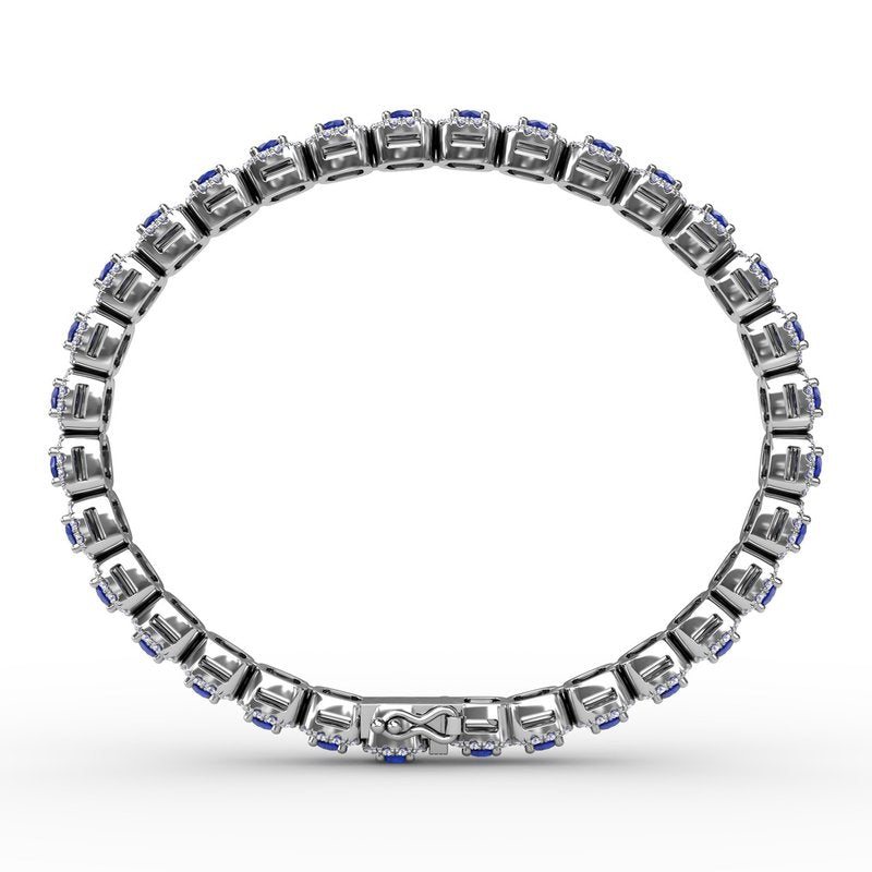 Cushion Cut Sapphire and Diamond Bracelet B1490S - TBird