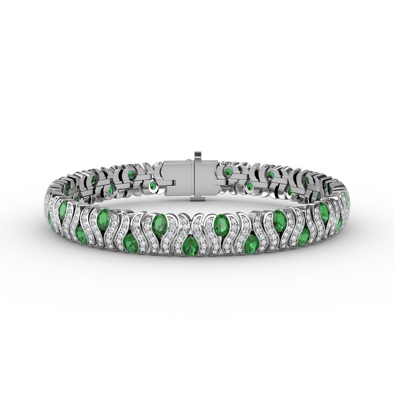 Wave Emerald and Diamond Bracelet B1492E - TBird