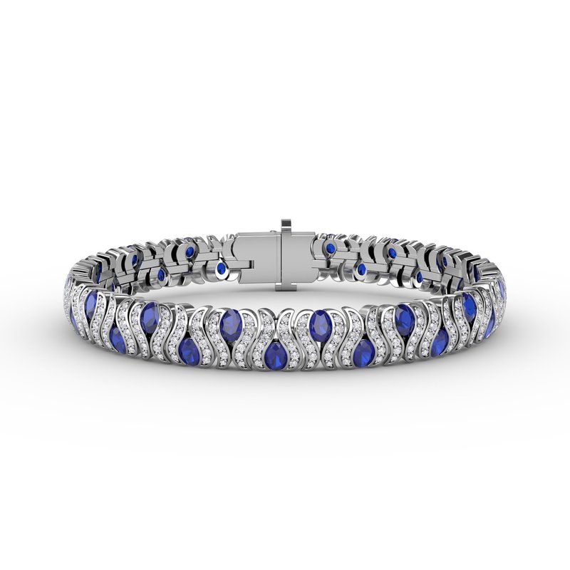 Wave Sapphire and Diamond Bracelet B1492S - TBird
