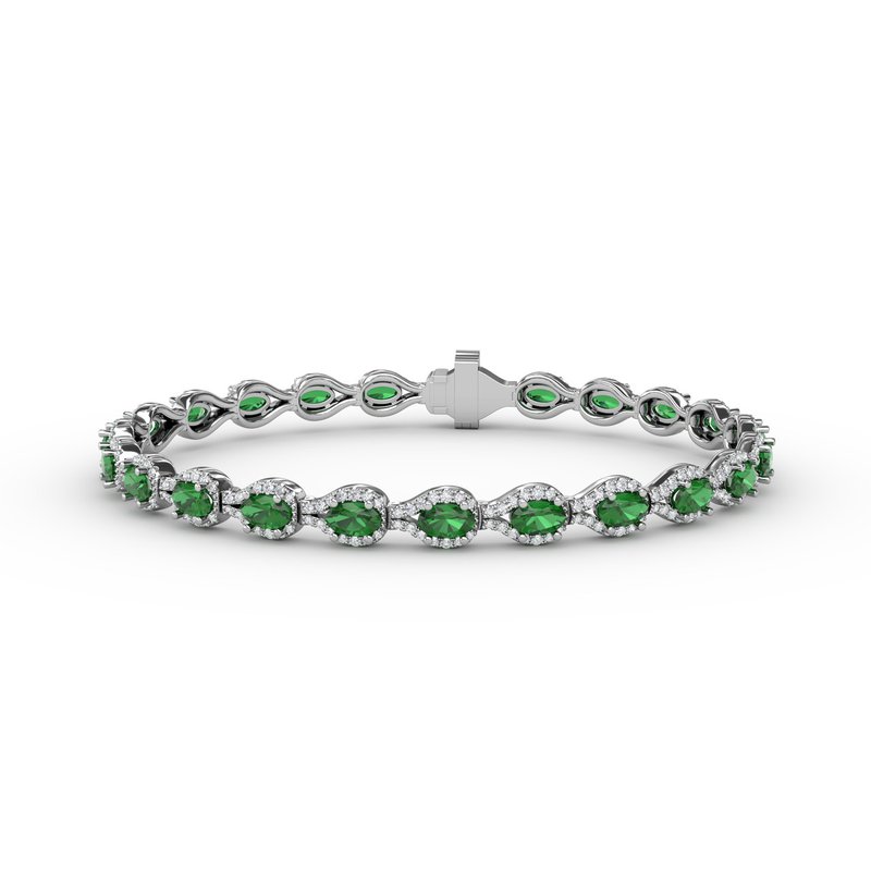 Pear-Shaped Diamond & Emerald Bracelet B1602E - TBird