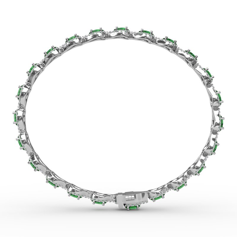 Pear-Shaped Diamond & Emerald Bracelet B1602E - TBird