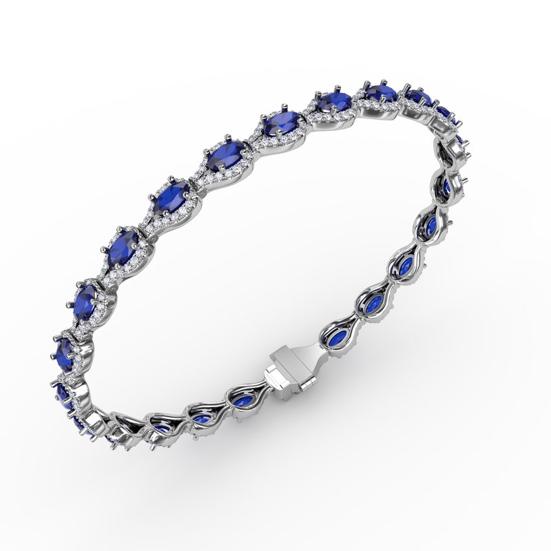Pear-Shaped Diamond & Sapphire Bracelet B1602S - TBird