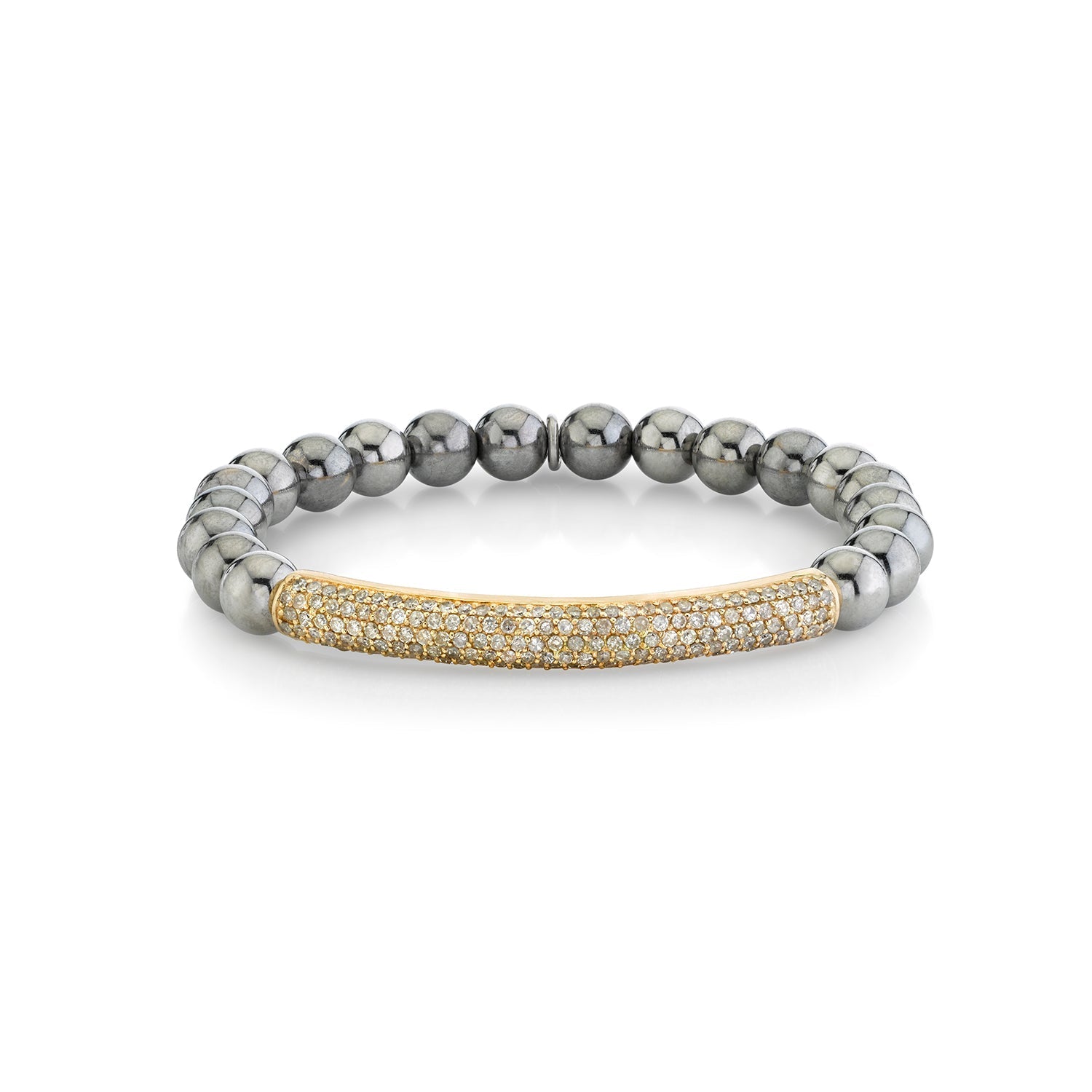 Silver Bali Bead Bracelet with 14k Diamond Bar BG000273 - TBird