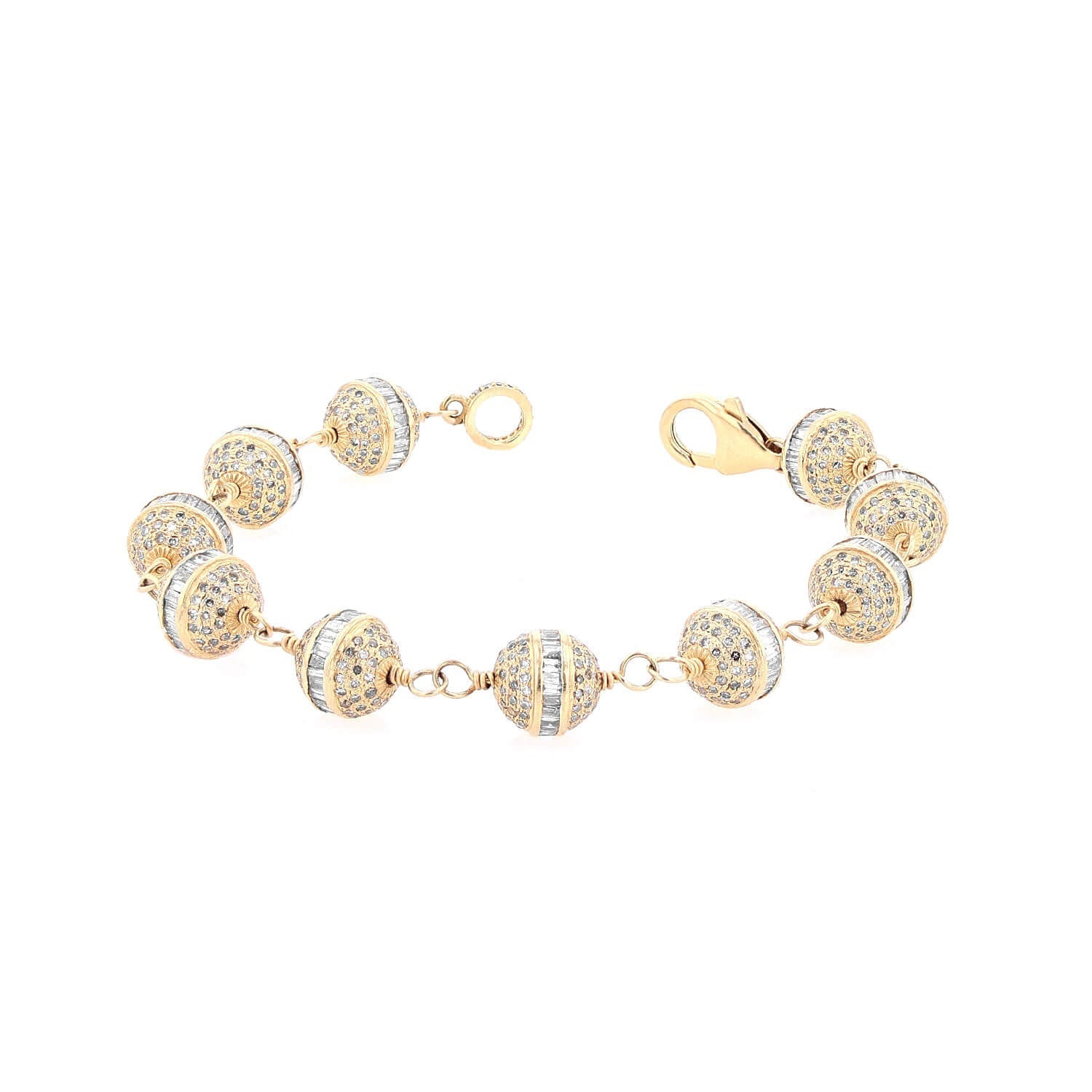 14K Gold Diamond Baguette Bead Wire Wrap Bracelet - 9mm  BG000471 - TBird