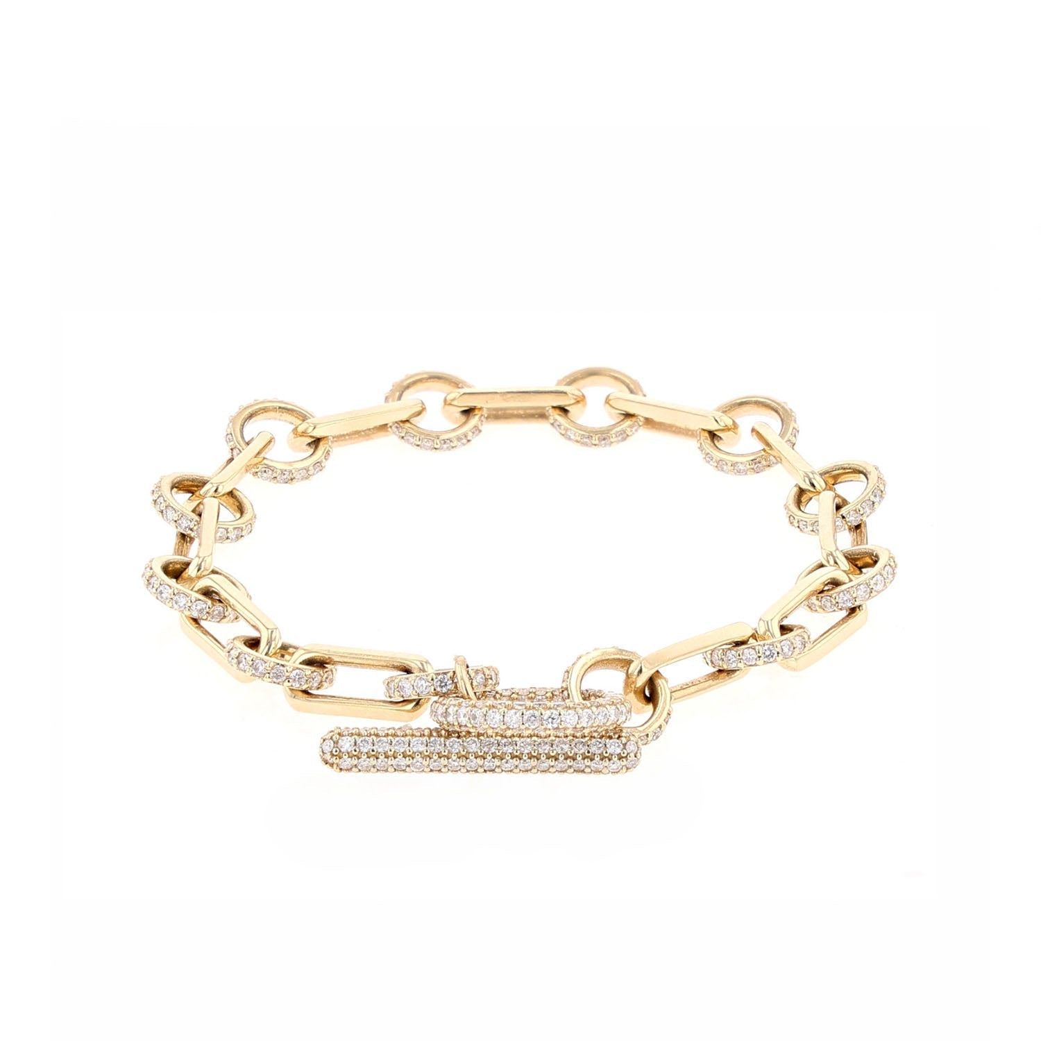 14K Gold Pave Diamond Soho Link Toggle Bracelet  BG000825 - TBird