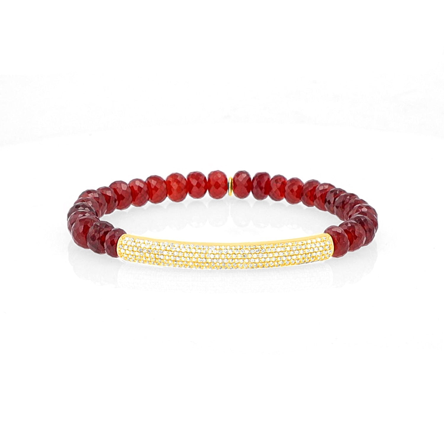 14k Hessonite Garnet Bracelet with Diamond Bar BG000960 - TBird