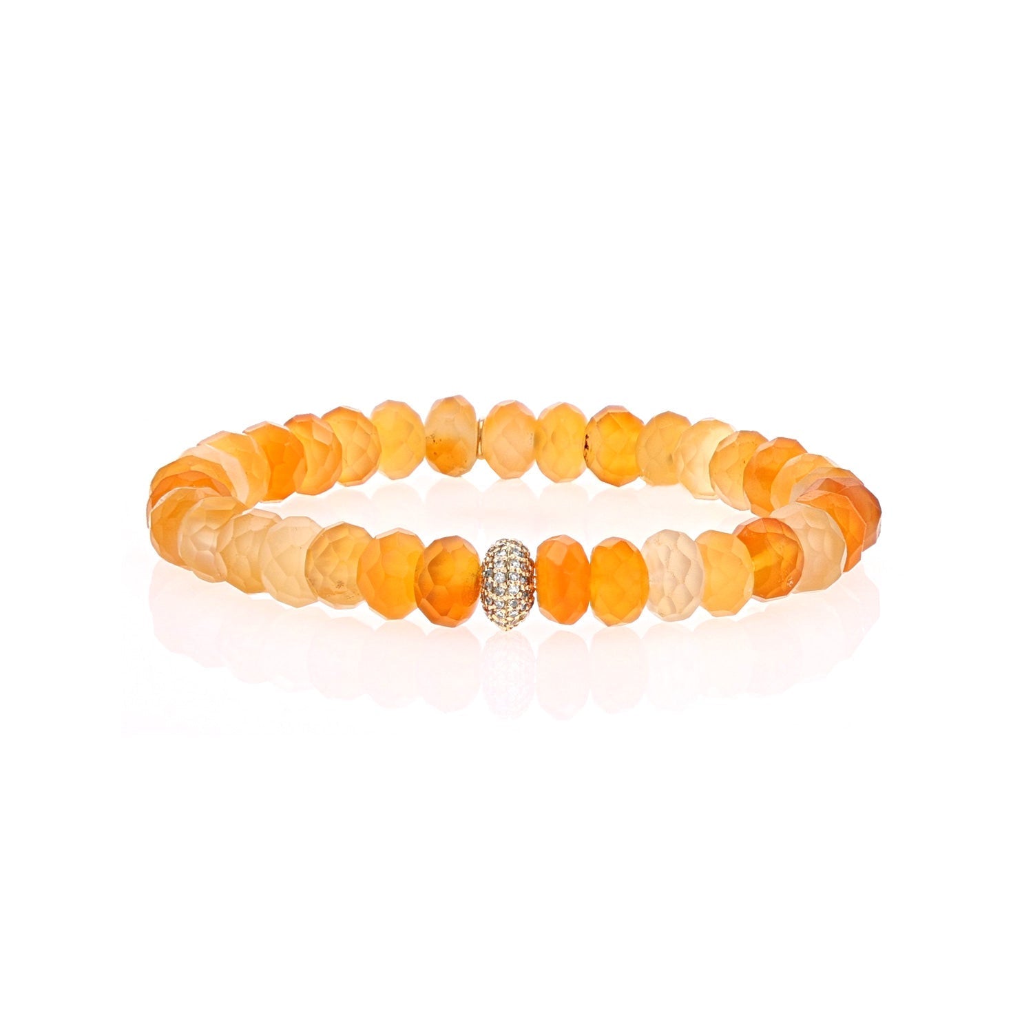 14k Carnelian Beaded Bracelet with 1 Diamond Donut - 8mm  BG001008 - TBird